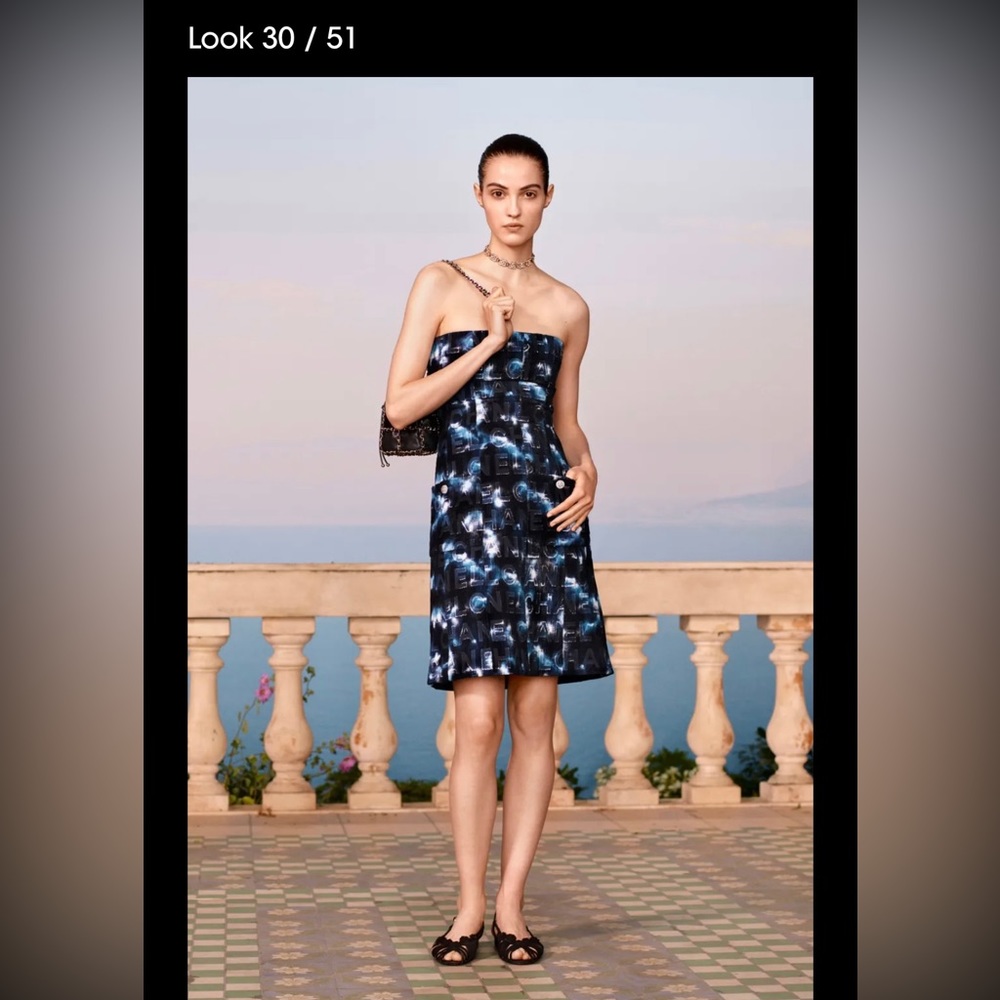 CHANEL Resort 2021 Tie Dye Strapless Dress